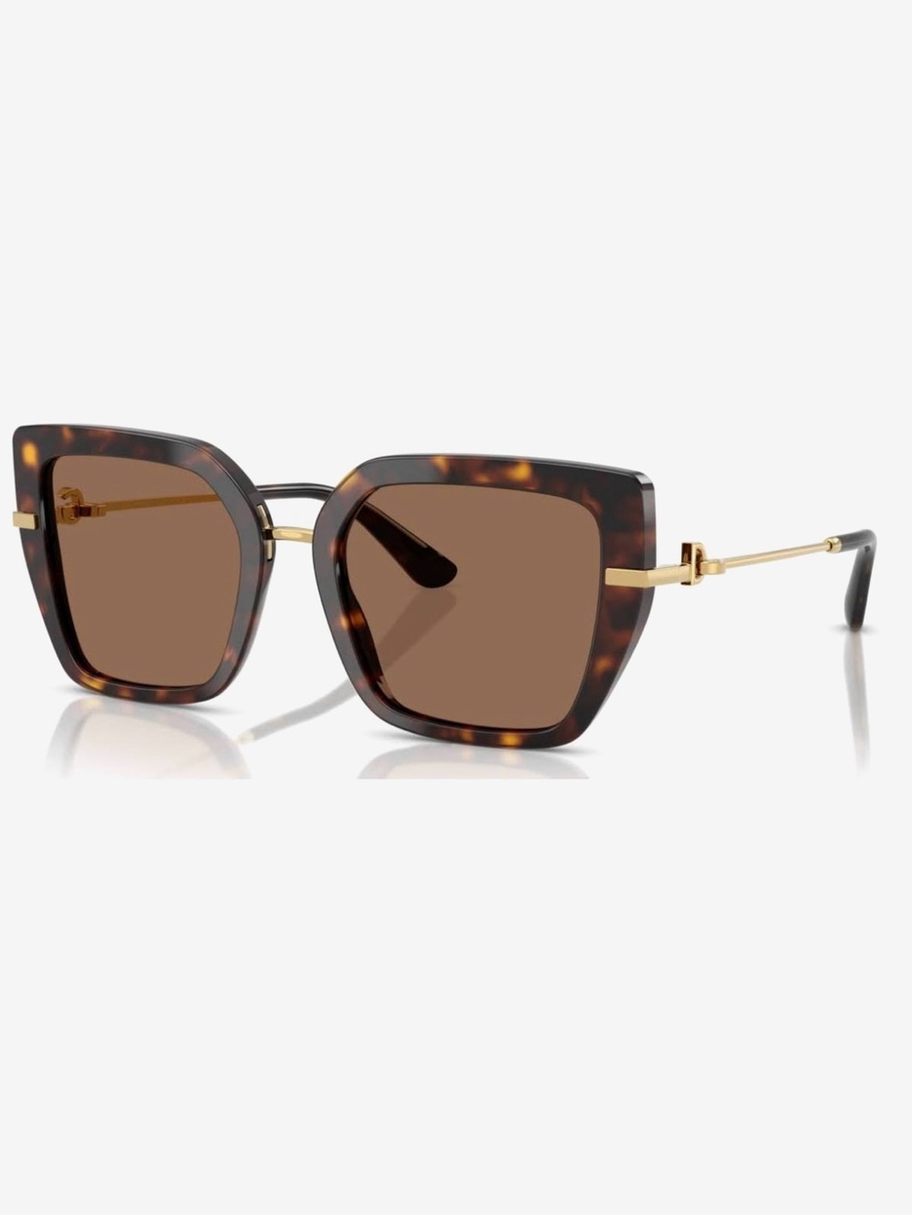 Dolce & Gabbana Tortoiseshell Sunglasses with Gold Temples - Brown Lenses